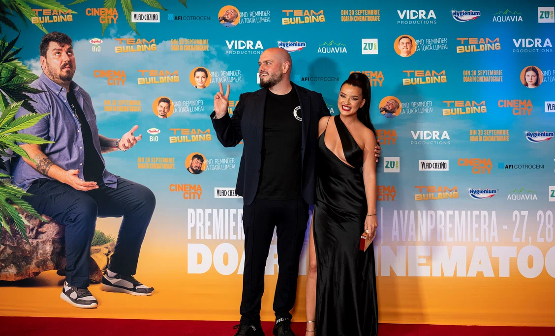 Matei Dima și Anca Dinicu, la premiera filmului  „Teambuilding“