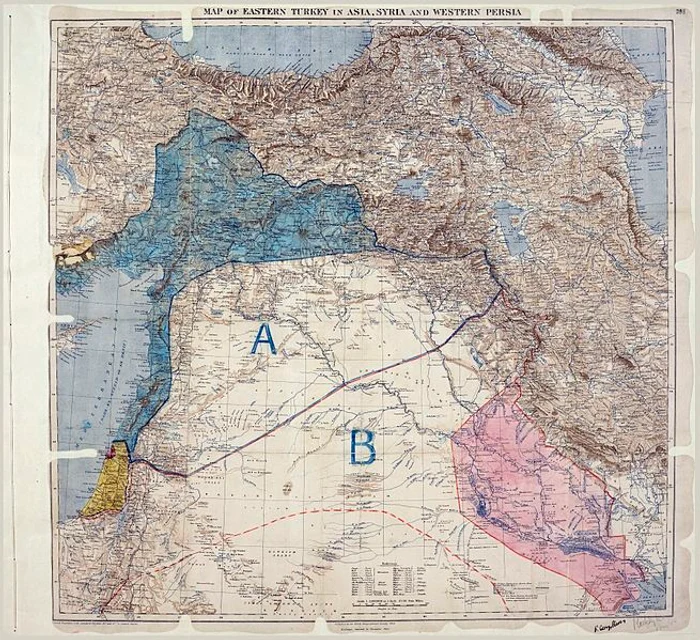 655px MPK1 426 Sykes Picot Agreement Map signed 8 May 1916 0 jpg jpeg