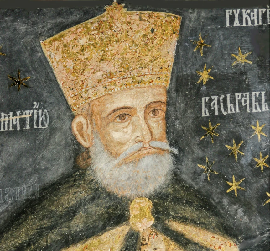 Tabloul votiv al domnitorului Matei  Basarab, detaliu pictură Mănăstirea Arnota Vâlcea Foto Florin Epure pentru Adevărul