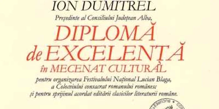 Diploma acordată de Eugen Simion şi Lucian Chişu