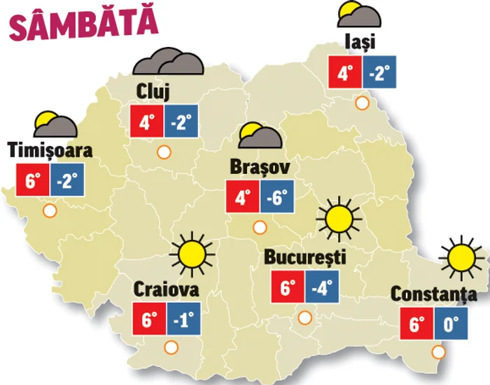 Prognoza meteo 12 decembrie anunță vreme închisă cu nori în partea de nord 