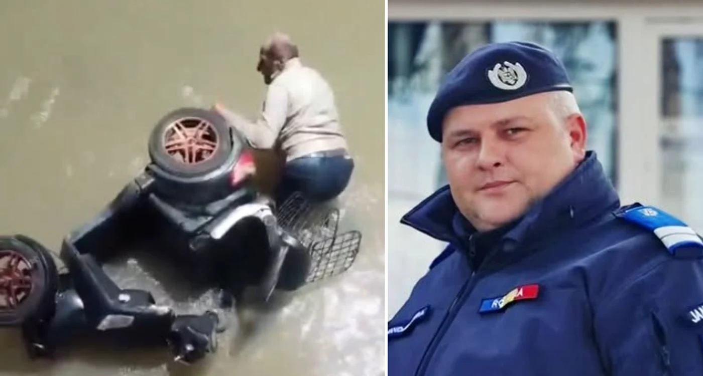 Jandarmul nu a ezitat și a sărit în ajutorul bătrânului. FOTO FB Monitorul de Trotuș