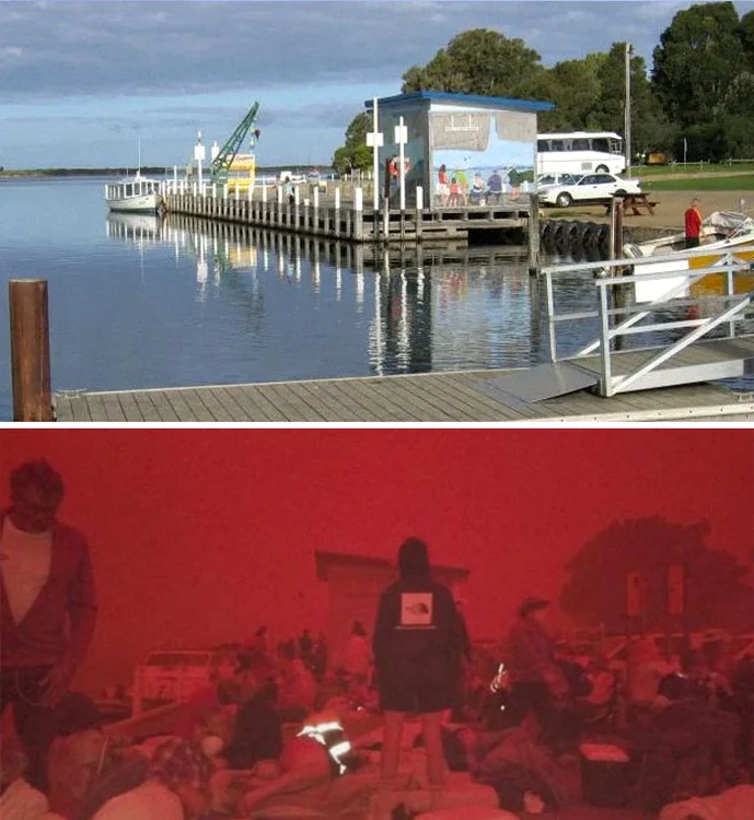 Mallacoota  Wharf a devenit refugiu pentru sinistrați 