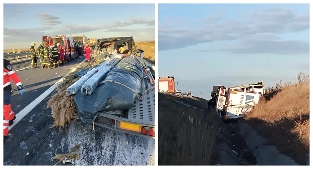 Cel puțin opt persoane sunt rănite după ce un tir și un microbuz s-au ciocnit pe A1, între Arad și Nădlac