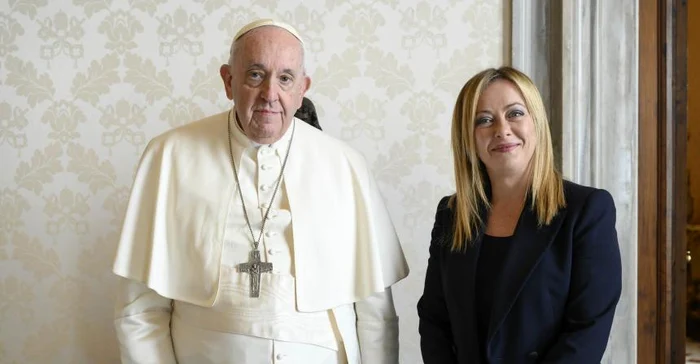 Georgia Meloni si papa Francisc Foto: Guvernul Italiei (ARHIVĂ)