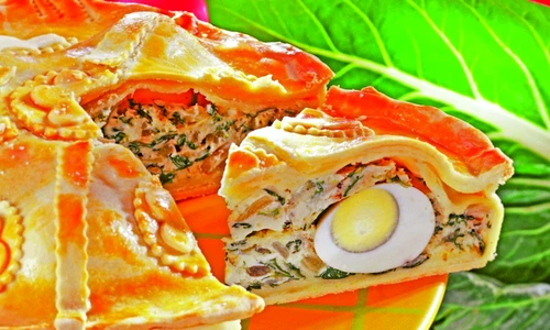 Chard pie, a piece cut jpeg