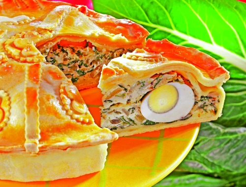 Chard pie, a piece cut jpeg