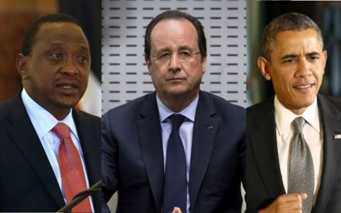 
    De la stânga la dreapta: Uhuru Kenyatta (Kenya), Francois Hollande (Franţa), Barack Obama (SUA) (FOTO Reuters)  