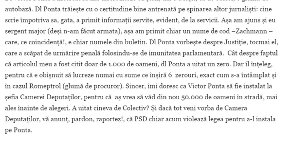 Replica Sebi Zachmann pentru Victor Ponta