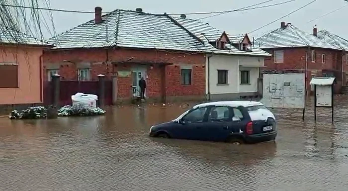 Apa a intrat în casele oamenilor din județul Timiș Foto: ISU Timiș