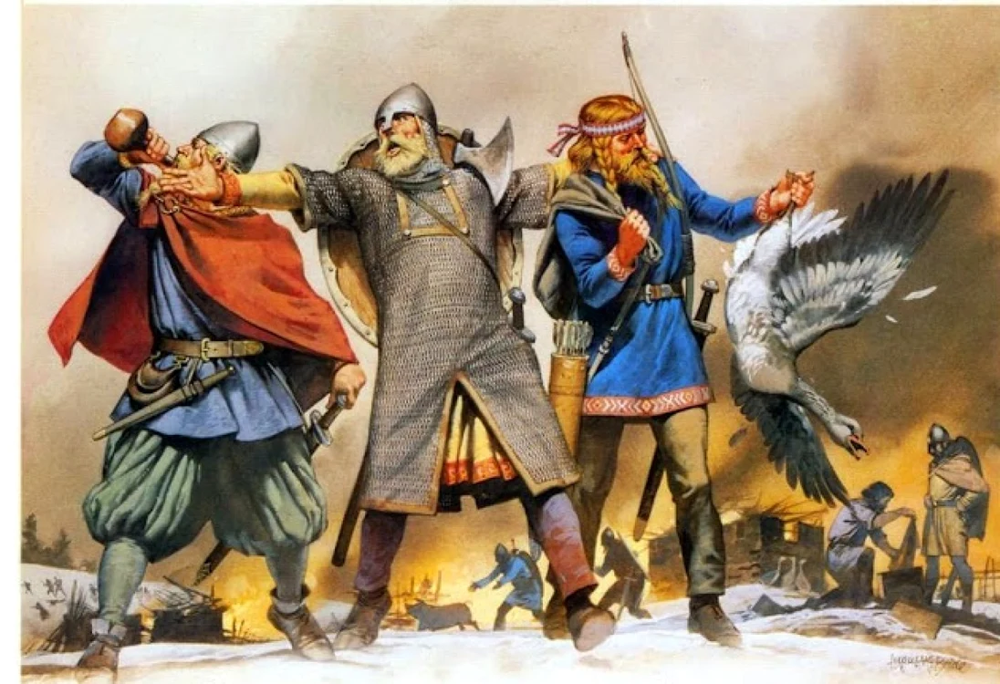 Vikingi după un raid FOTO Angus McBride