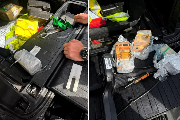 Banii erau ascunși bine în mașină / foto: Poliția de Frontieră din Kosovo