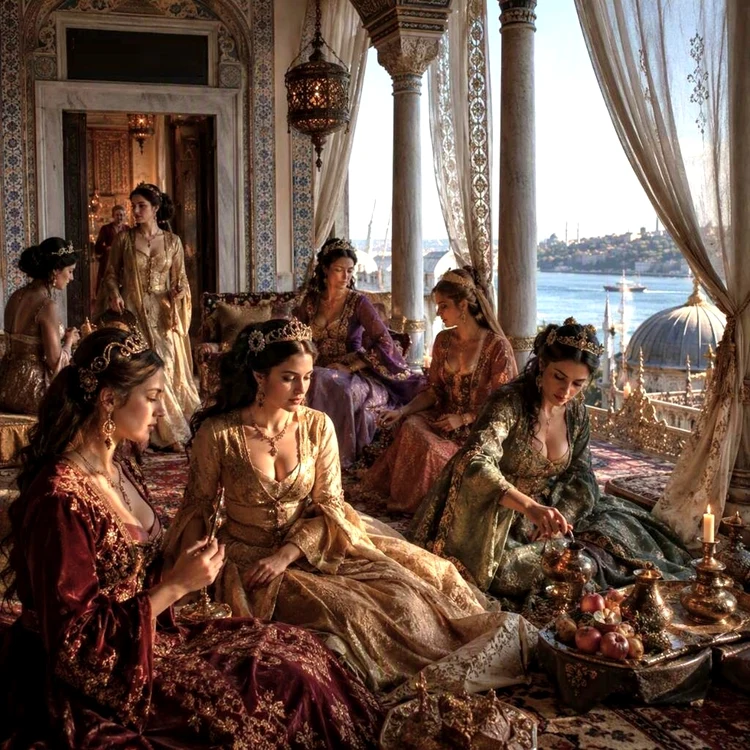 un harem cu sultane la Palatul Lacrimilor, Eski Saray   imagine generată cu AI jpg