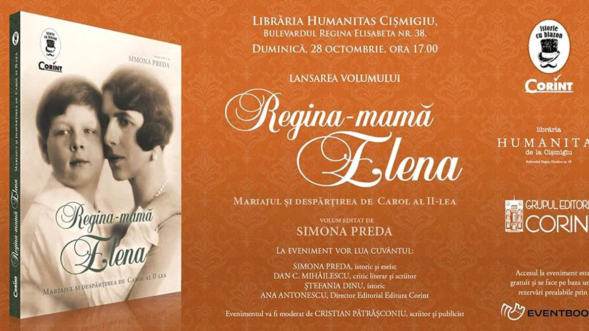 Lansare de carte: «Regina mamă Elena  Mariajul și despărțirea de Carol al II‑lea» jpeg