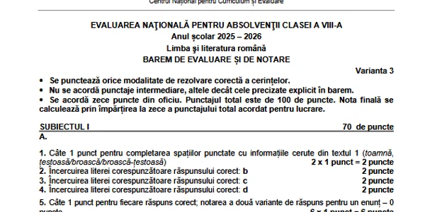 Barem Evaluarea Națională 2026, Limba română (1) png