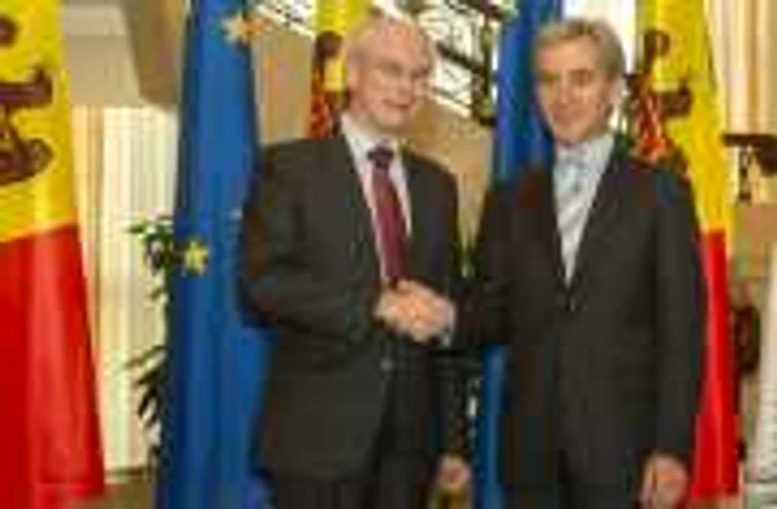 Herman Van Rompuy, preşedintele Consiliului European, alături de Iurie Leancă, premierul Republicii Moldova FOTO Mediafax