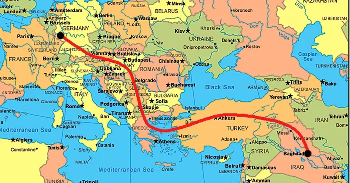 Călătorie Baghdad-MÜnchen: durată - 26 de zile, distanţă - 4.090 km