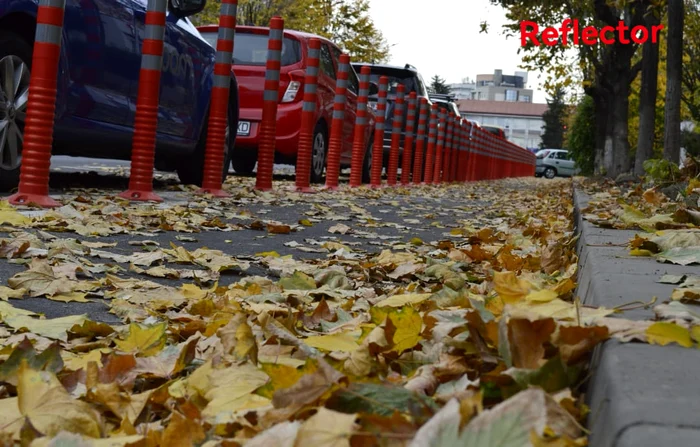 Un adevărat gard de popice a fost montat pe piste de bicicletă FOTO Reflector