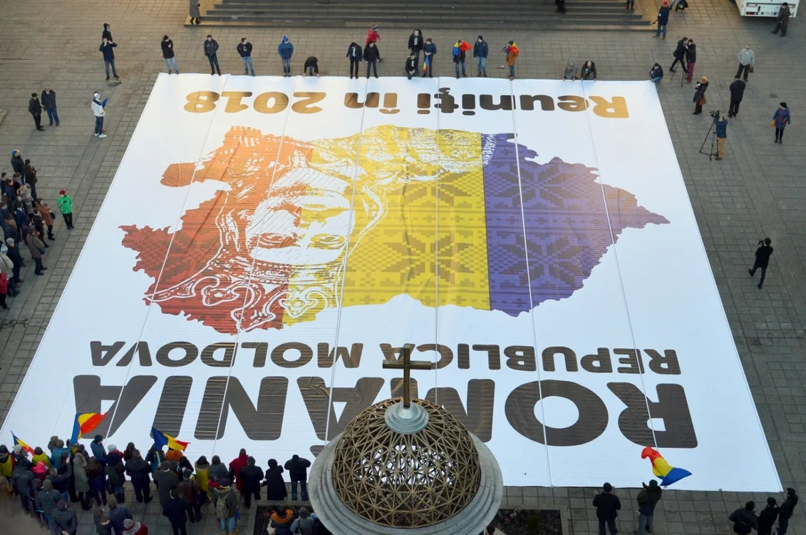 Harta României întregite construită de unionişti. FOTO Alexandru Tarlev