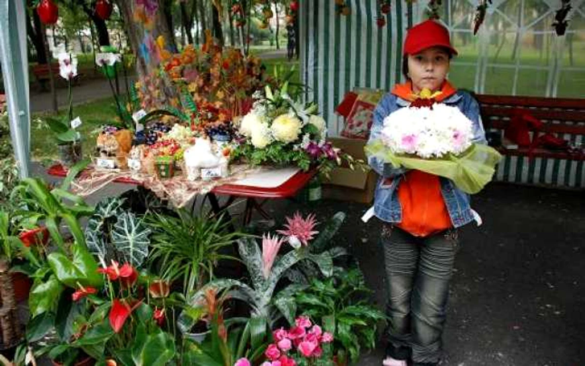 Brăila:Festivalul Florilor - Tort cu frişcă din crizanteme albe