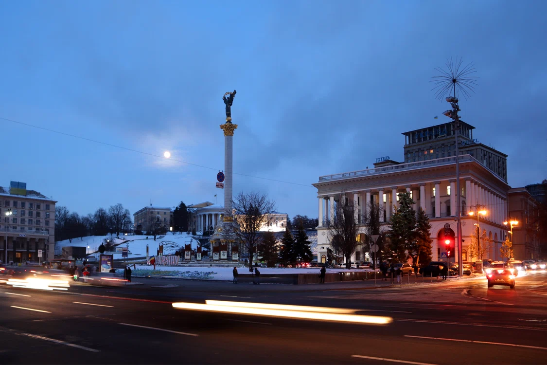 Monumentul Independenței Ucrainei din Piața Independenței (sau Maidan) din Kiev