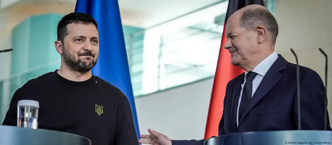Peședintele ucrainean Volodimir Zelenski și cancelarul german Olaf Scholz