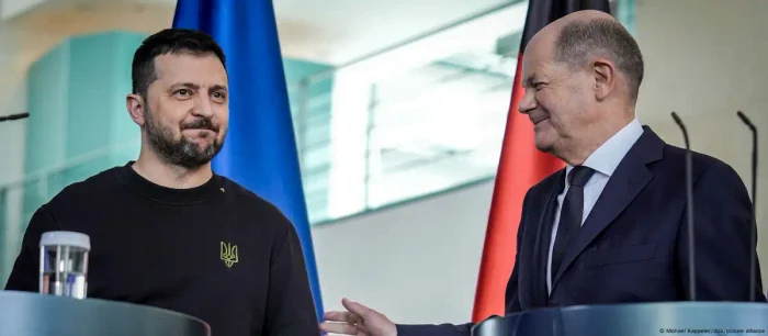 Peședintele ucrainean Volodimir Zelenski și cancelarul german Olaf Scholz