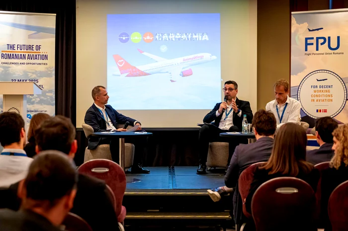 Mircea Constantin (FPU România), Marius Popescu (ACAR) și Patrick Arpino (ECA și SNPL France ALPA)