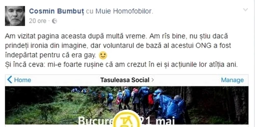 printscreen postare cosmin bumbut tasuleasa social