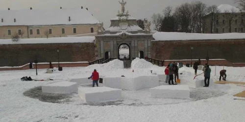 Sculptură din zăpadă. Foto: Rotary Club Civitas Solis