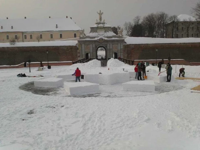 Sculptură din zăpadă. Foto: Rotary Club Civitas Solis