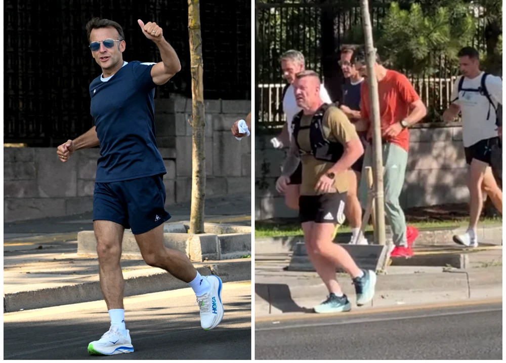Emmanuel Macron, la jogging prin Ankara cu celebrii săi ochelari / foto: arhiva Click!