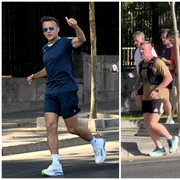 Emmanuel Macron a făcut jogging pe străzile Ankarei înainte de summitul NATO. FOTO X/captura video