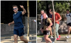 Emmanuel Macron a făcut jogging pe străzile Ankarei înainte de summitul NATO. FOTO X/captura video