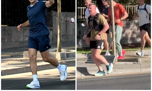 Emmanuel Macron a făcut jogging pe străzile Ankarei înainte de summitul NATO. FOTO X/captura video