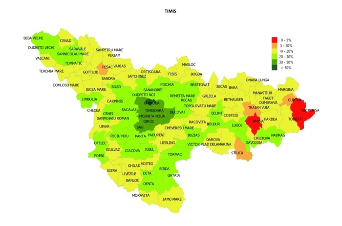 Rata de vaccinare împotriva COVID în judeţul Timiş