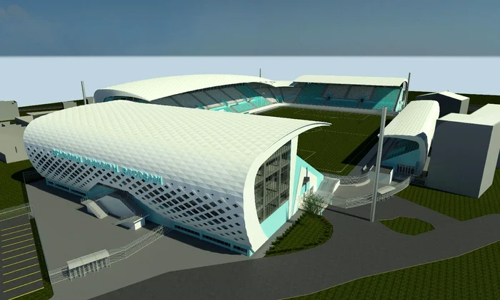 Stadionul Municipal, proiect, vedere laterală FOTO Primăria Botoșani