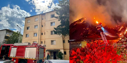 Incendii stranii în Sibiu: bloc evacuat din cauza unei tigăi și casă în flăcări din cauza unui pompier Foto colaj jpg