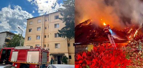 Incendii stranii în Sibiu: bloc evacuat din cauza unei tigăi și casă în flăcări din cauza unui pompier Foto colaj jpg
