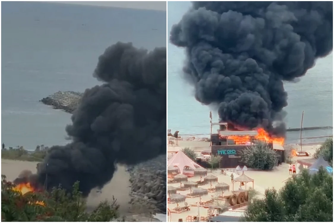 Incendiu la Zoom Beach Constanța. Foto: captură video Ziua de Constanța/ Instagram