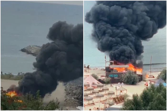 Incendiu la Zoom Beach Constanța. Foto: captură video Ziua de Constanța/ Instagram