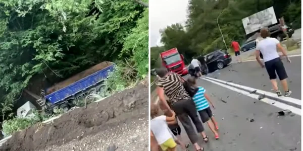 Tragic accident rutier pe DN 1 în Sibiu - o femeie şi-a pierdut viaţa - a intrat cu maşina în TIR Foto capturi video YouTube
