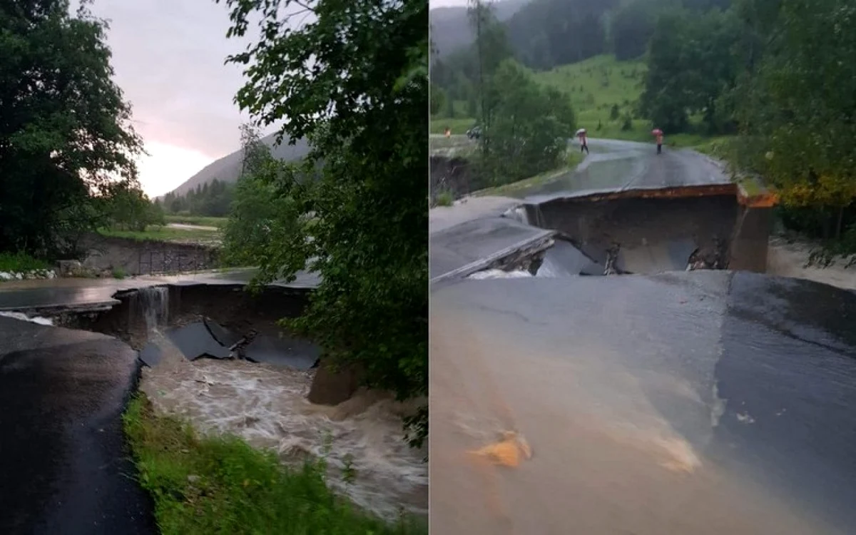 Sector rupt pe DN 66A. DRDP Timişoara