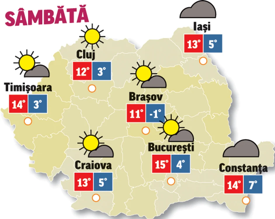 Prognoza meteo 24 octombrie anunță temperaturi în scădere