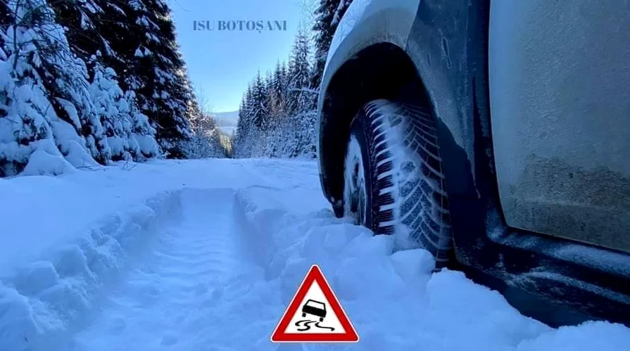 ISU Botoșani le cere șoferilor să evite deplasările care nu sunt urgente. FOTO ISU Botoșani