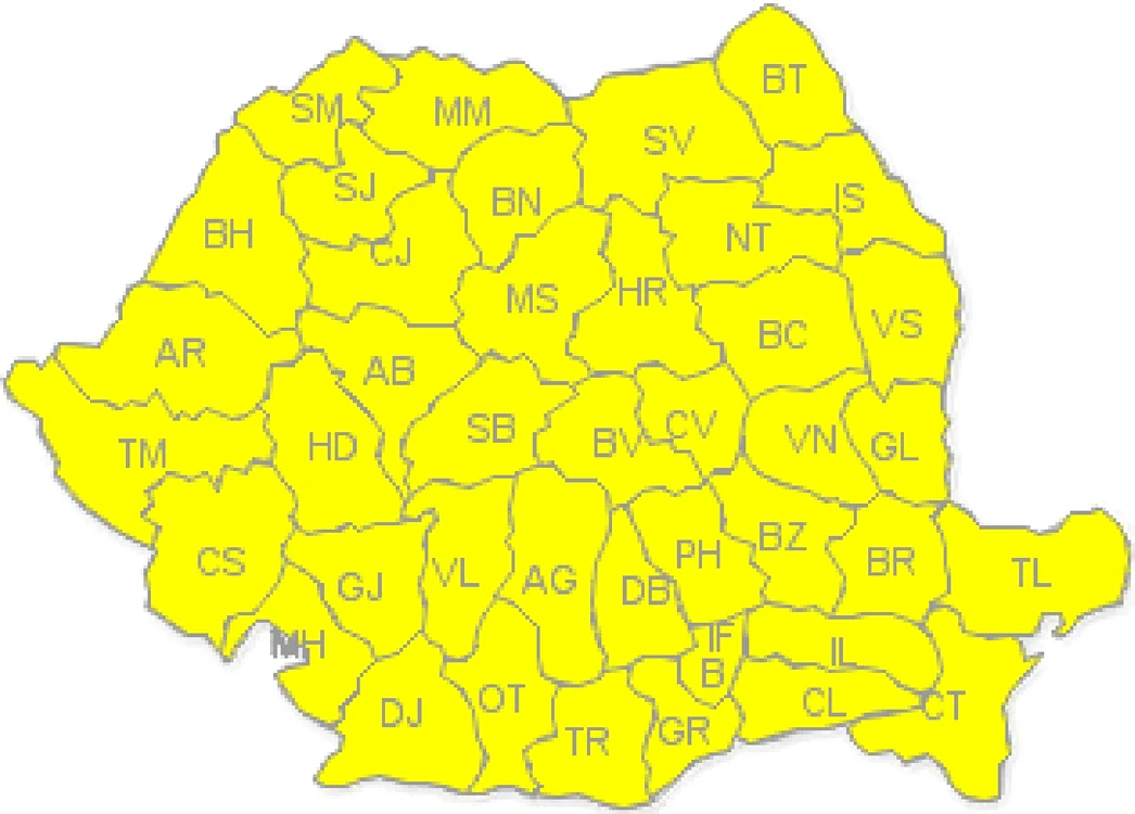 harta cod galben 25 iunie 2014 FOTO ANM