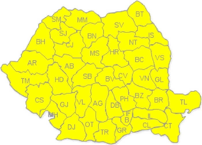 harta cod galben 25 iunie 2014 FOTO ANM