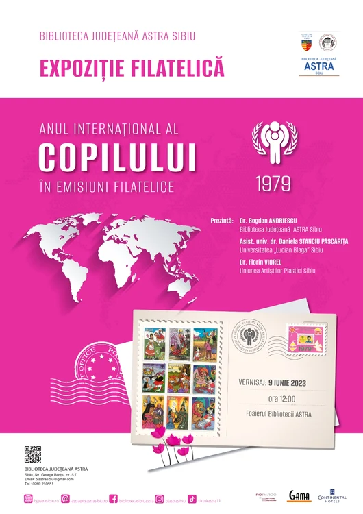 „1979 – Anul Internațional al Copilului în emisiuni filatelice”, expoziție de timbre la Biblioteca ASTRA Sibiu