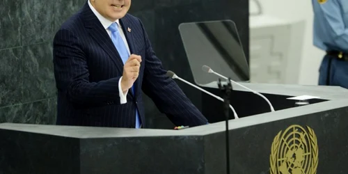  Presedintele georgian Mikheil Saakashvili la ONU FOTO AFP