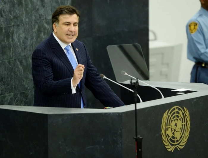  Presedintele georgian Mikheil Saakashvili la ONU FOTO AFP